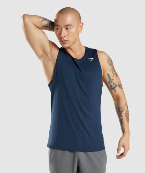 Men's Gymshark Arrival Tanks Navy | NZ 6RICFX